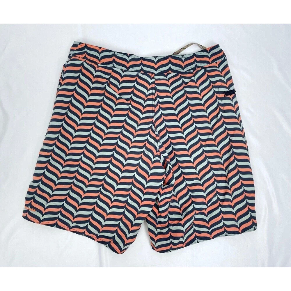 Patagonia Men 33 Swim Board‎ Shorts Orange Blue Pocket Nylon